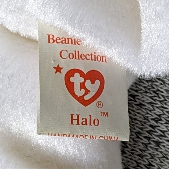 1998 Retired TY HALO the Angel Bear Beanie Baby Rare with Brown Nose - Picture 8 of 9